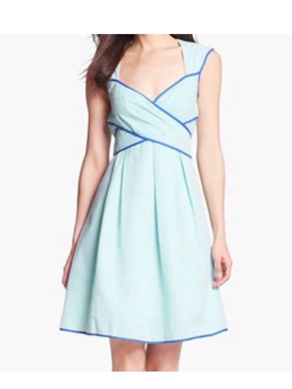 Jessica Simpson Light Blue Seersucker Midi Sun Dress